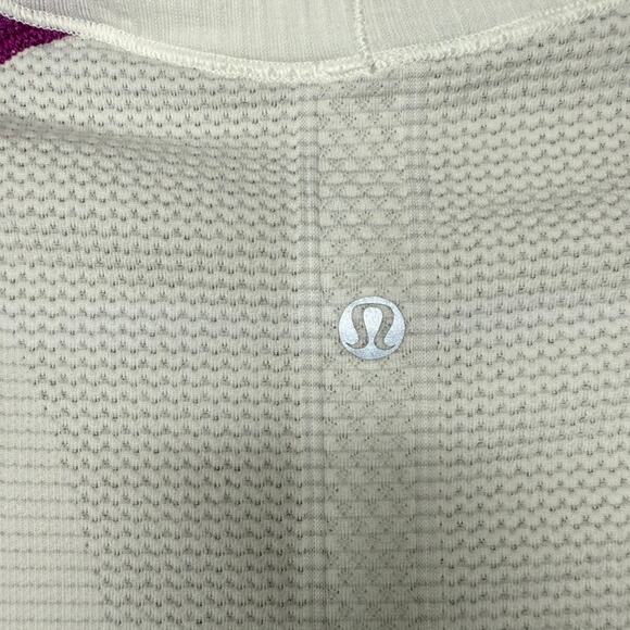 Lululemon Run Swiftly Tech Short Sleeve Women 12 White Ultra Violet Stretch Gym - Picture 4 of 6